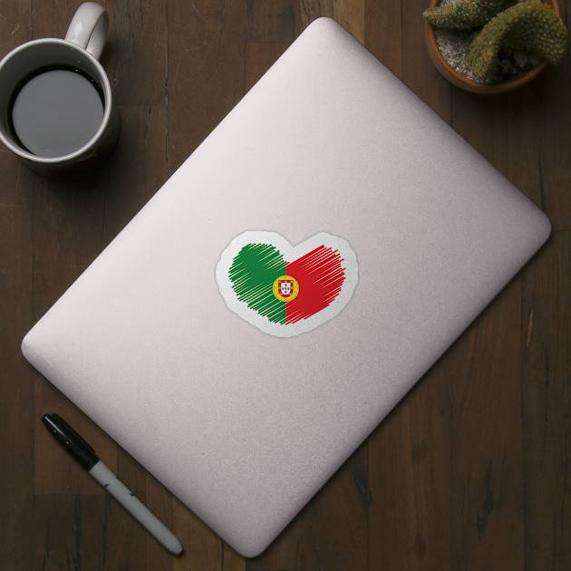 Portugal Flag Heart Design by Sanu Designs